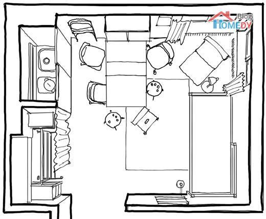 thiet ke can ho studio 15m2