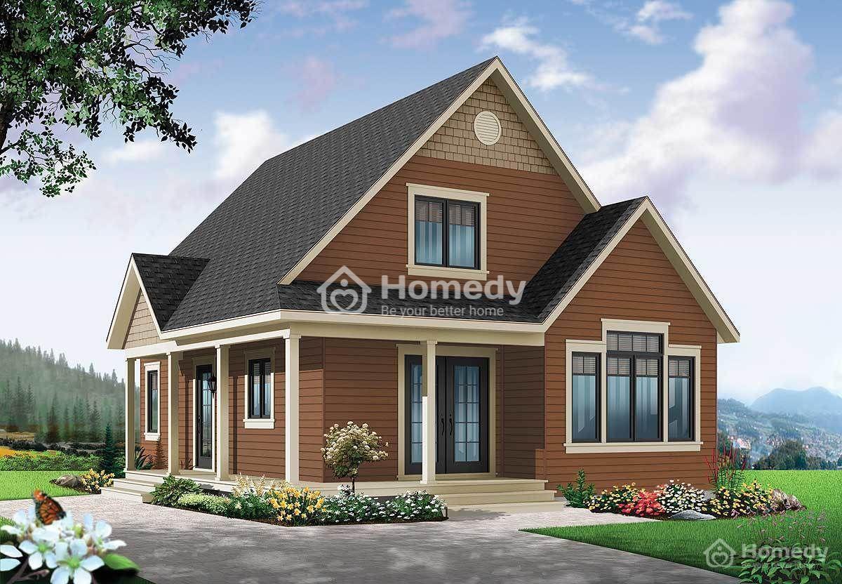 Mẫu 39: Nhà này được thiết kế thêm 1 cái gác lửng nho nhỏ nhưng hiệu quả vô cùng lớn, không chỉ giúp mở rộng thêm không gian và còn tăng thêm nét đẹp độc đáo