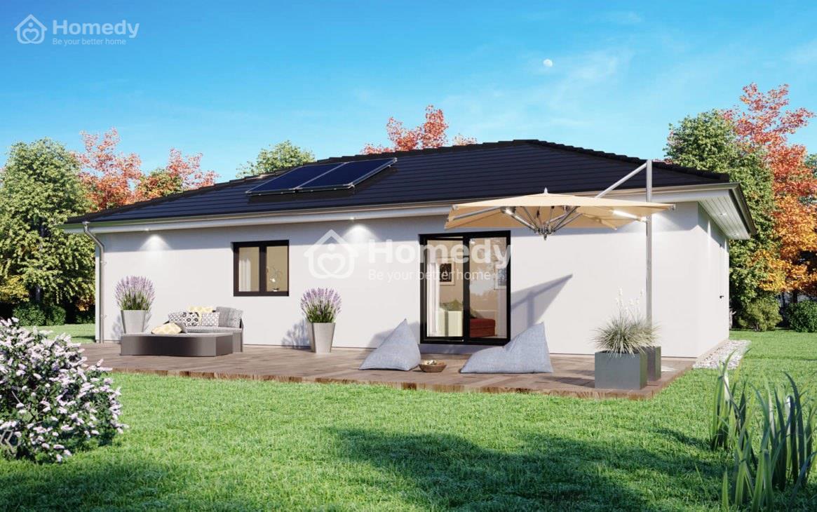 Mẫu nhà mái thái cấp 4 có gác lửng dưới 100m2 số 3