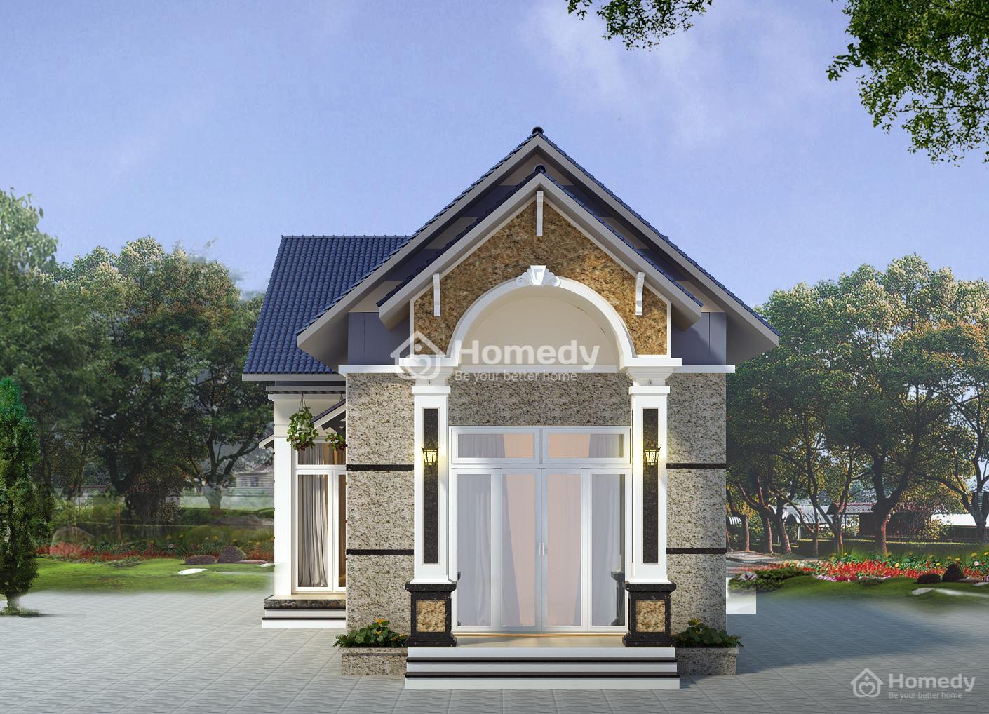 Mẫu nhà mái thái cấp 4 có gác lửng dưới 100m2 số 4