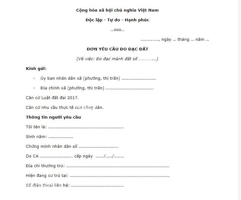 Nguyên tắc khi viết đơn đề nghị xin đo lại diện tích đất