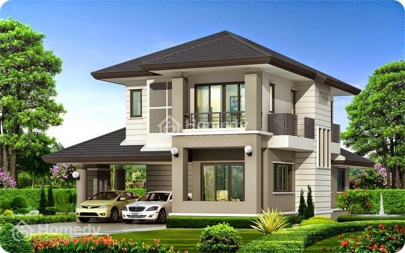 Mẫu nhà vườn 2 tầng đơn giản, tiết kiệm chi phí