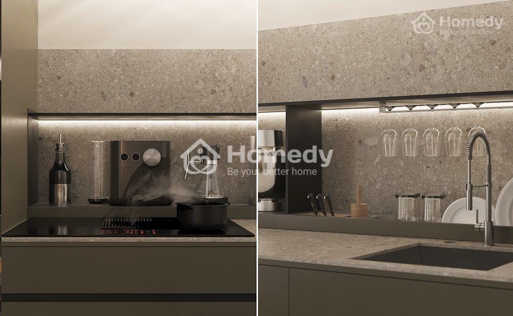 Dụng cụ bếp mang phong cách hiện đại, tối giản tạo nên sự gọn gàng cho nhà bếp