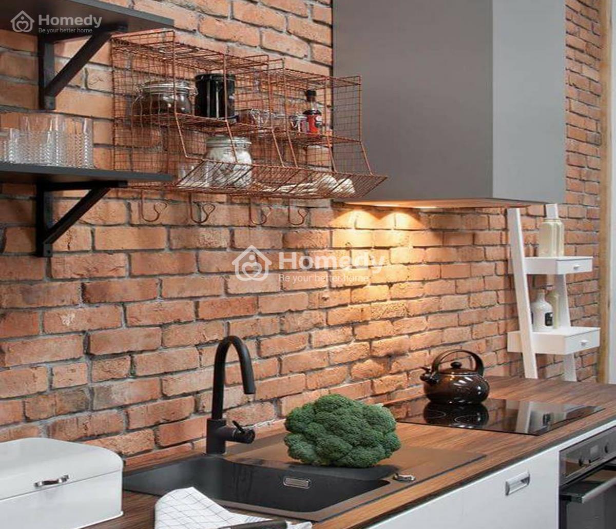 Ứng dụng xây nhà bằng gạch thẻ phòng bếp