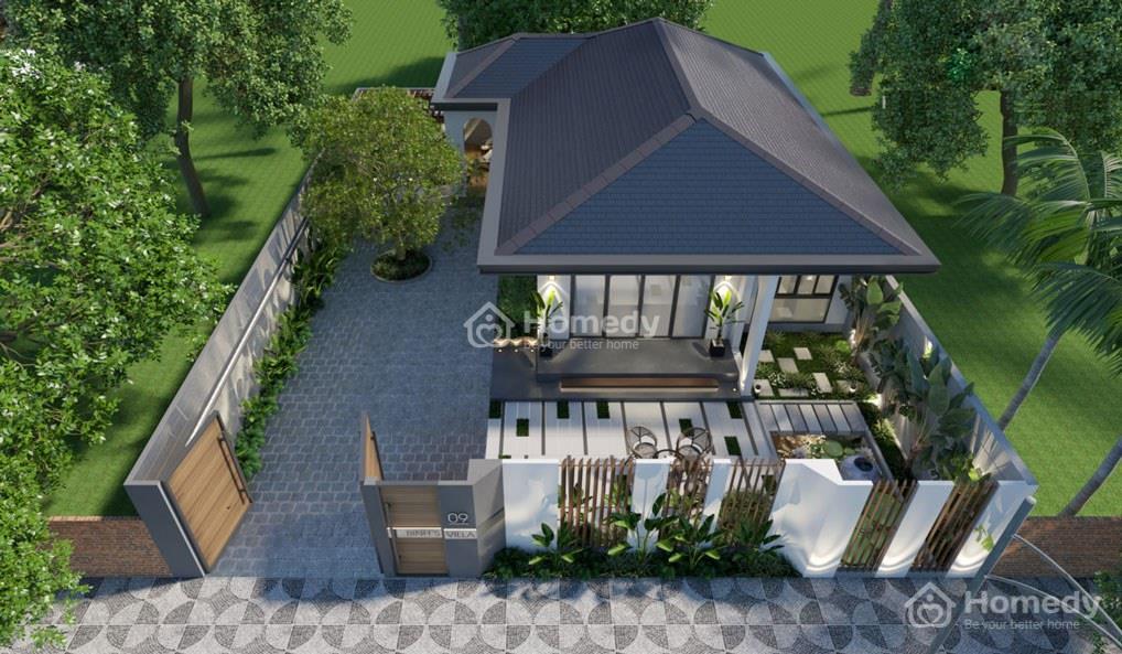 Mẫu thiết kế biệt thự mini 1 tầng mái Thái đẹp