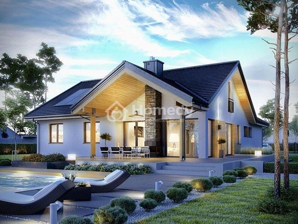 Mẫu thiết kế biệt thự mini 1 tầng mái Thái đẹp