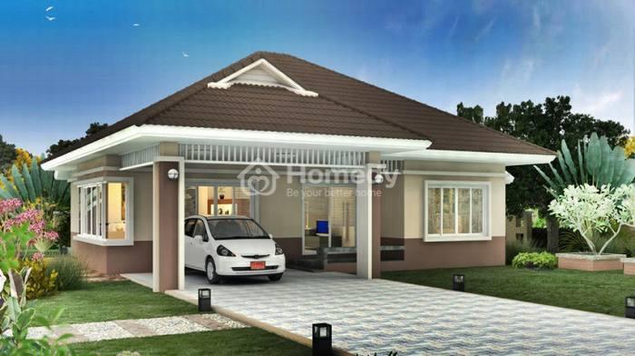Mẫu thiết kế biệt thự mini 1 tầng mái Thái đẹp
