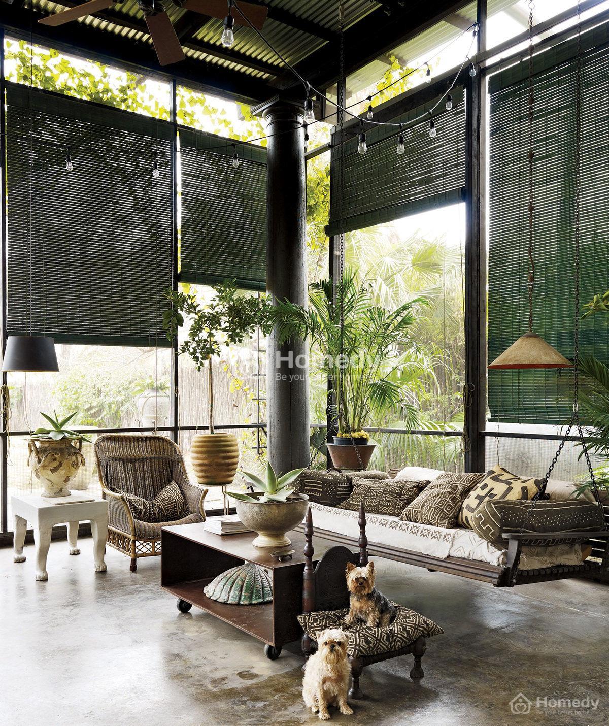 Sử dụng rèm cửa cho những căn phòng sunroom hướng Nam