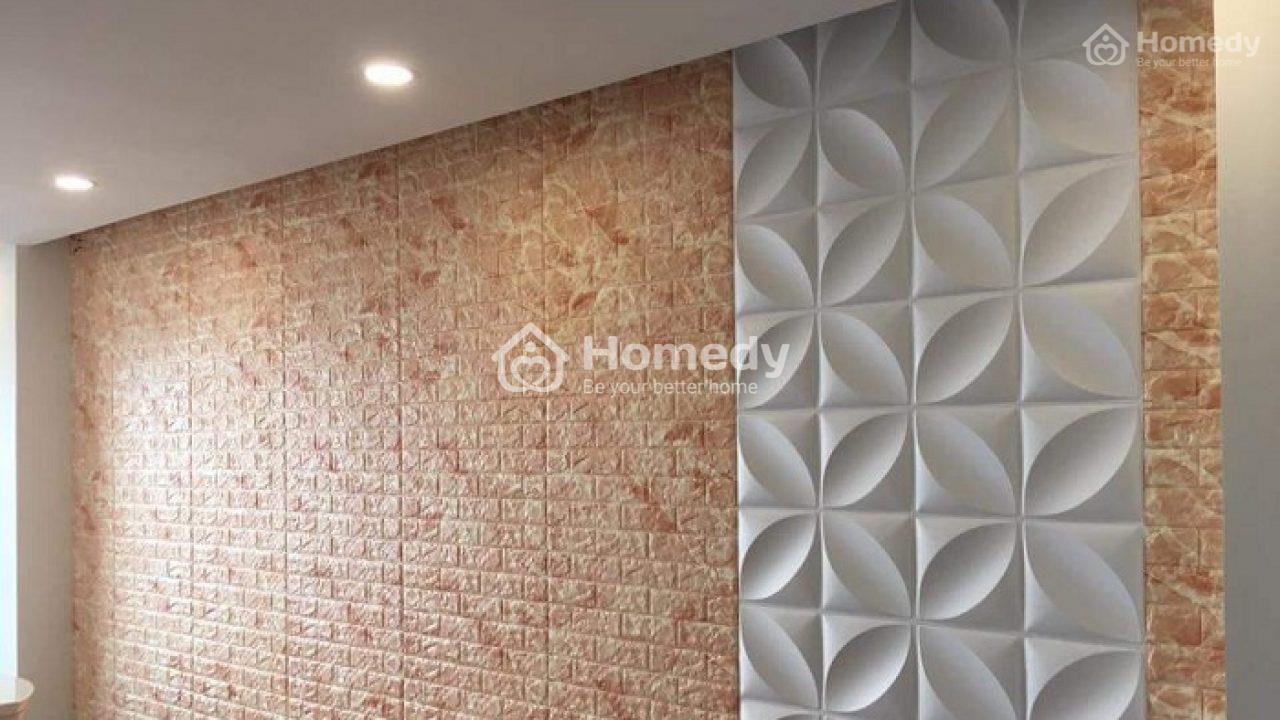 Căn phòng trở nên ấn tượng nhờ kết hợp nhiều loại xốp dán tường