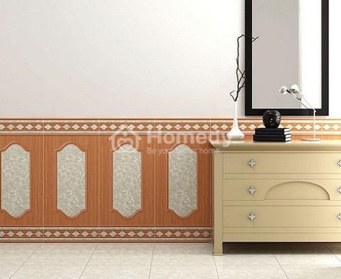 Phòng khách thêm sang trọng với gạch ốp tường giả gỗ