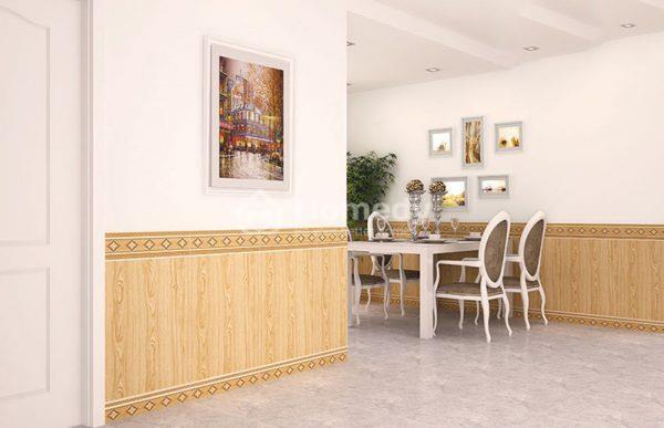 Trang trí gạch ốp tường giả gỗ sáng màu