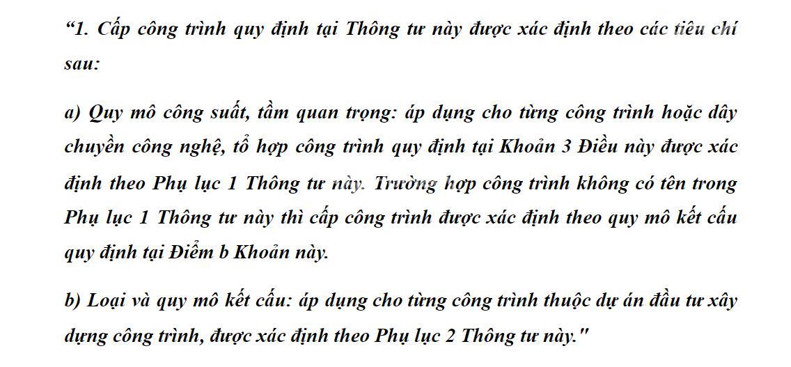 Khoản 1, Điều 2 của Thông tư 03/2016/TT-BXD