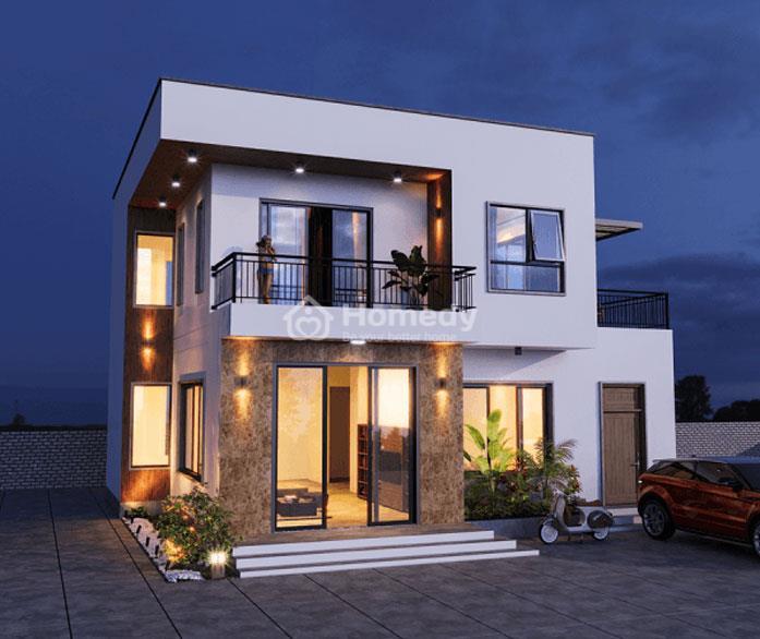 Mẫu nhà 2 tầng đẹp mái bằng
