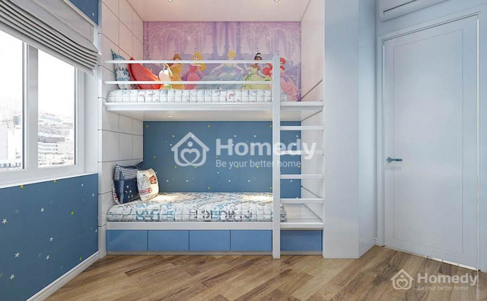 Tầng tum của mẫu nhà nhỏ đẹp 15m2 này gồm phòng ngủ của hai con và phòng vệ sinh thứ hai. 