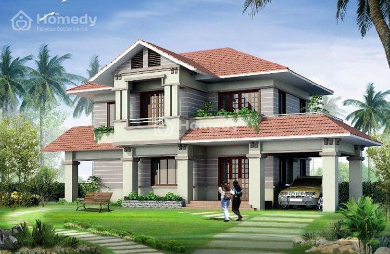 Mẫu nhà vườn đẹp 2 tầng truyền thống