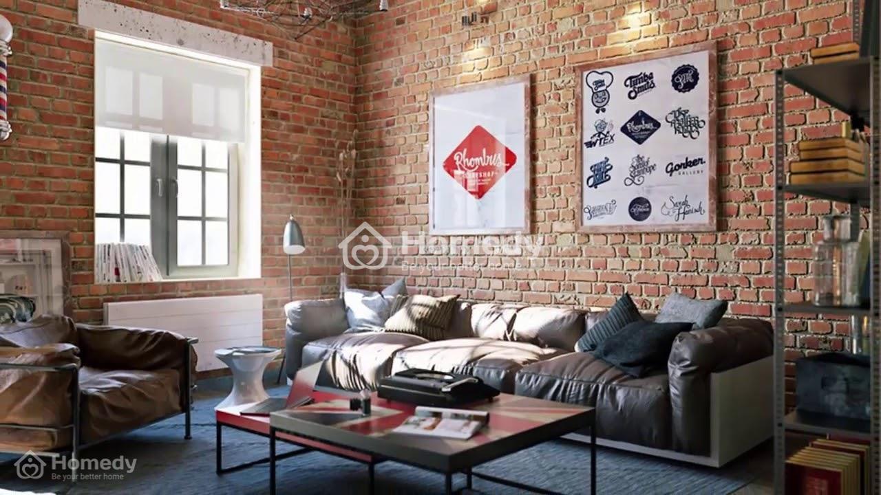 Gạch ốp tường phòng khách nhà ống phong cách cổ điển