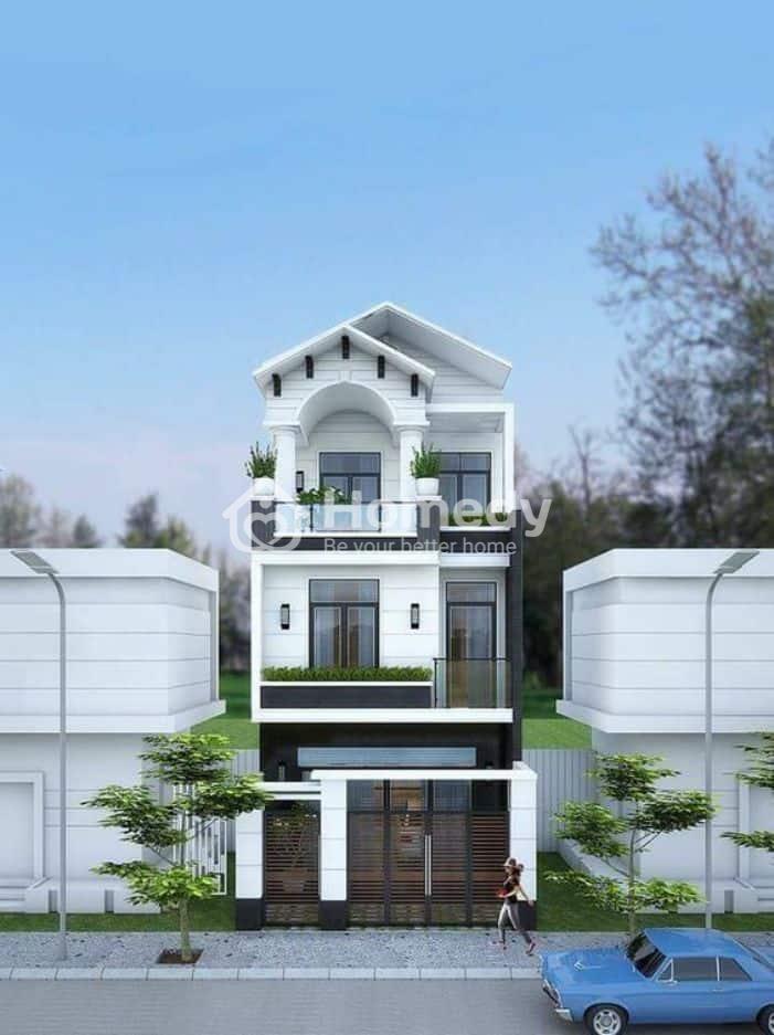 Thiết kế nhà ống 3 tầng mái thái phong cách tân cổ điển