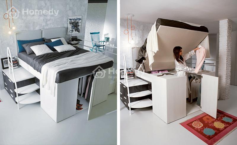 Giường tầng đa năng cho thiết kế phòng trọ 9m2