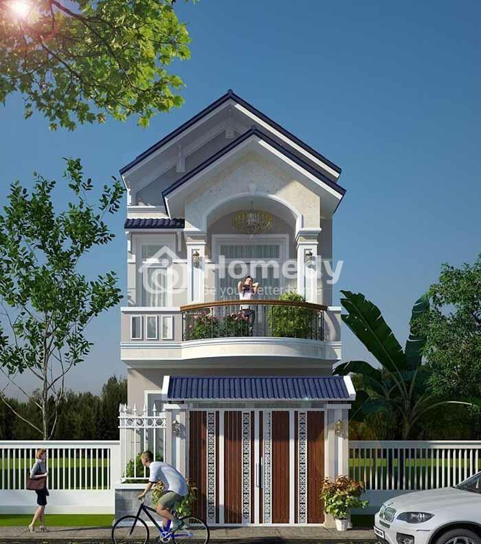 Mẫu nhà ống 2 tầng mái Thái