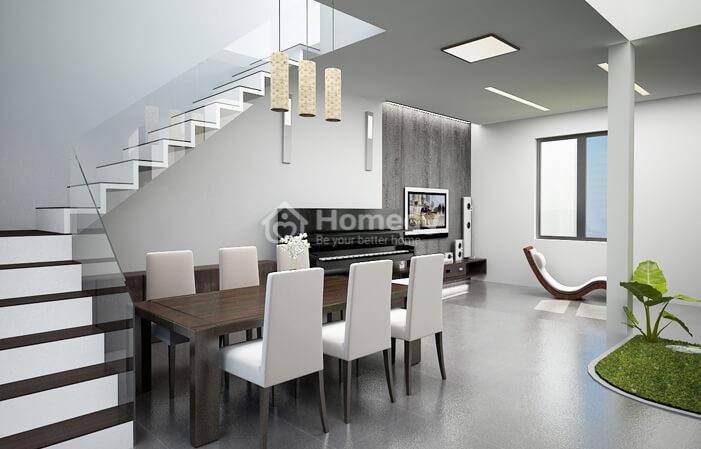 Sơn nhà trắng sứ kết hợp xám ngọc trai