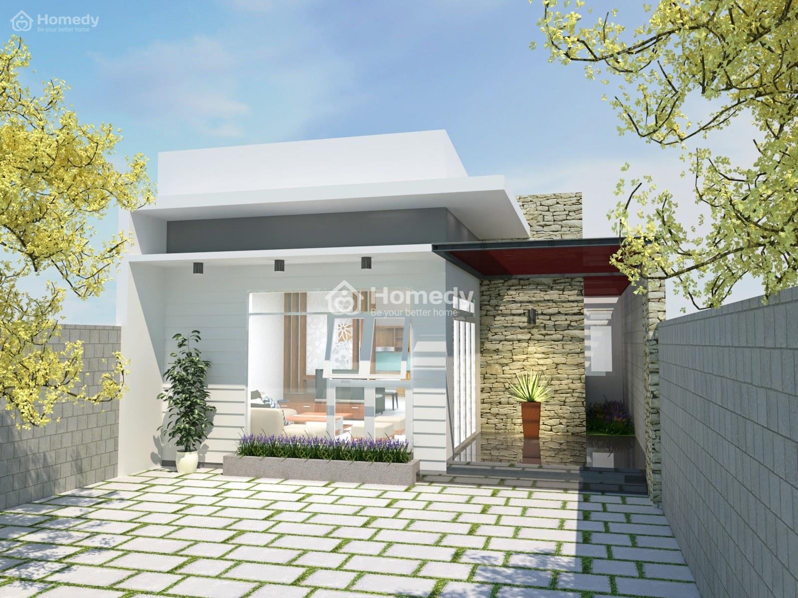Mẫu nhà ống cấp 4 ốp gạch mặt tiền