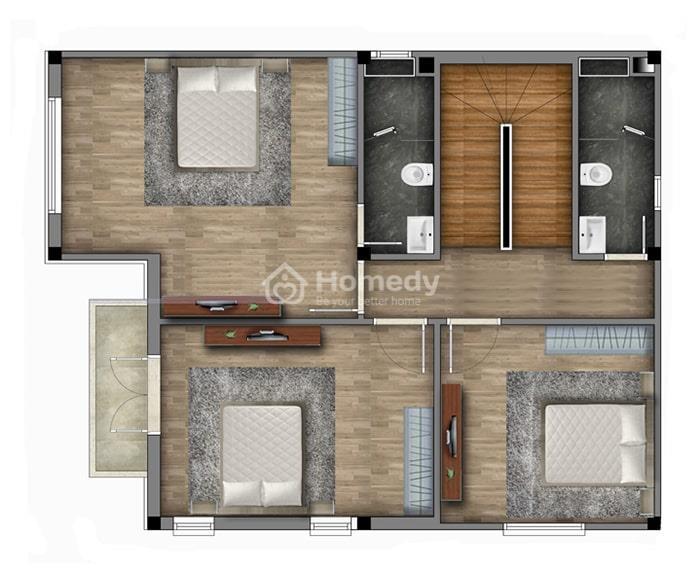 Bản vẽ mẫu nhà 2 tầng 8x10m mái thái