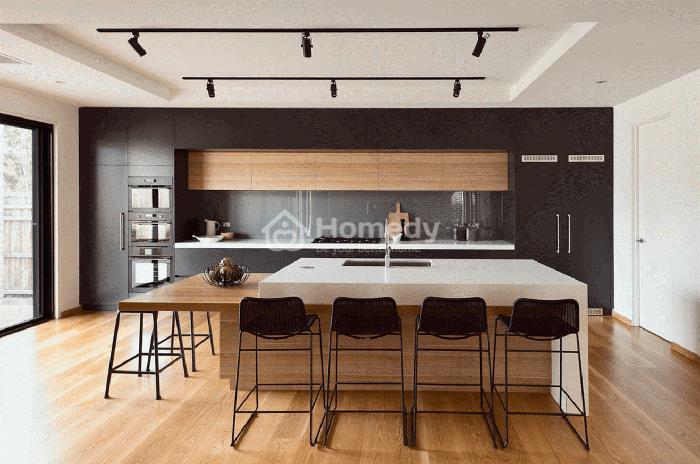 Không gian phòng bếp của mẫu nhà 2 tầng 8x10m