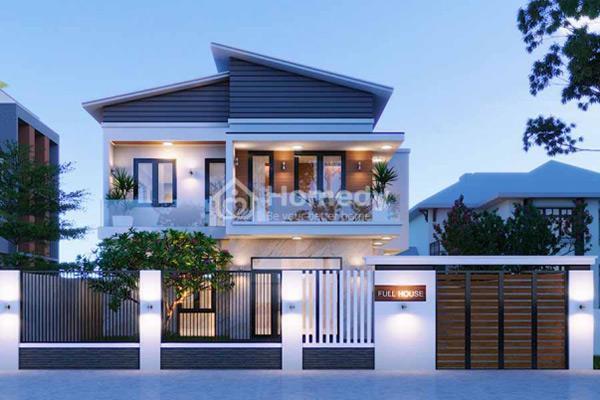 Mẫu nhà 2 tầng 8x10m mái lệch