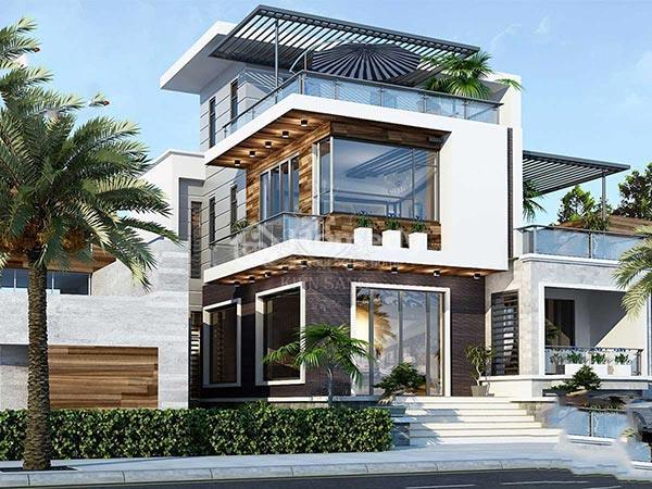 Mẫu nhà 2 tầng 8x10m mái bằng
