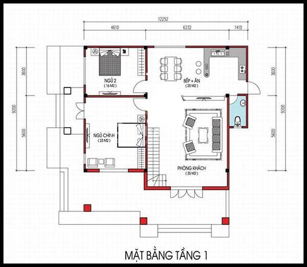 Mẫu nhà 2 tầng 8x10m mái bằng đẹp