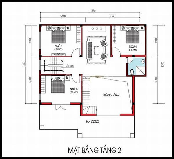 Mẫu nhà 2 tầng 8x10m mái bằng đẹp