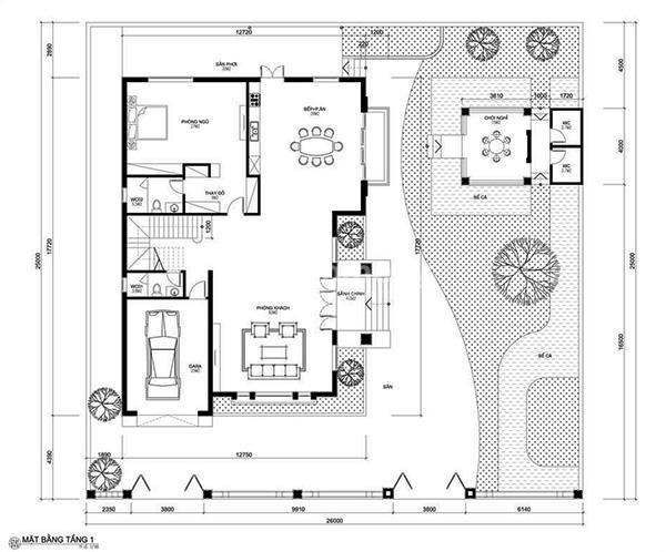 Mẫu nhà 2 tầng 8x10m mái bằng