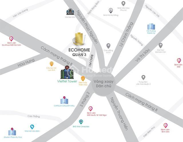 Vị trí dự án căn hộ studio Ecohome quận 3