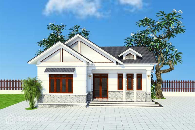 Mẫu nhà 1 tầng 3 phòng ngủ 100m2 chữ L