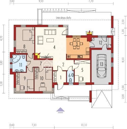 Mẫu nhà 1 tầng 3 phòng ngủ 100m2 mái thái