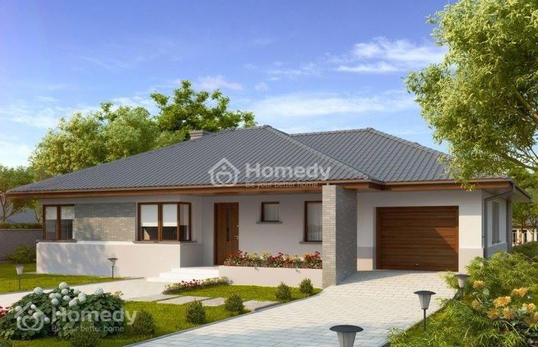 Mẫu nhà 1 tầng 3 phòng ngủ 100m2 mái thái