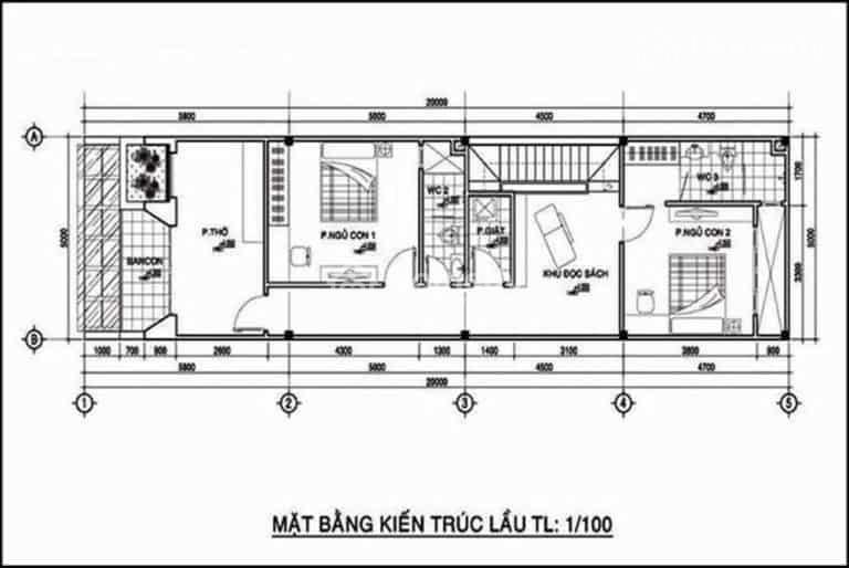 thiết kế phòng thờ nhà ống 2 tầng