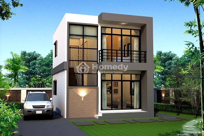 mẫu nhà vuông 2 tầng 80m2 đẹp