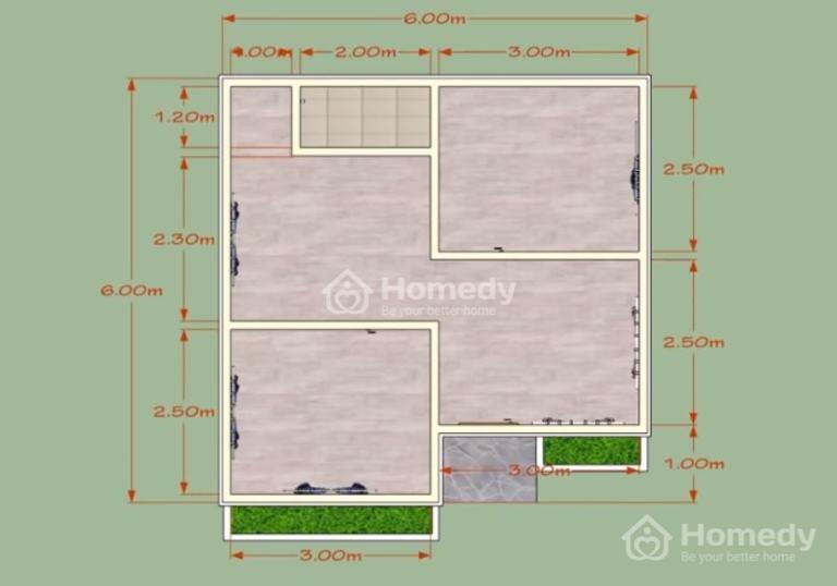 thiết kế nhà 1 tầng 2 phòng ngủ 80m2