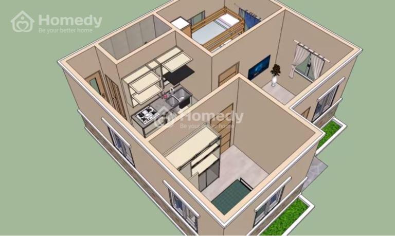 thiết kế nhà 1 tầng 2 phòng ngủ 80m2