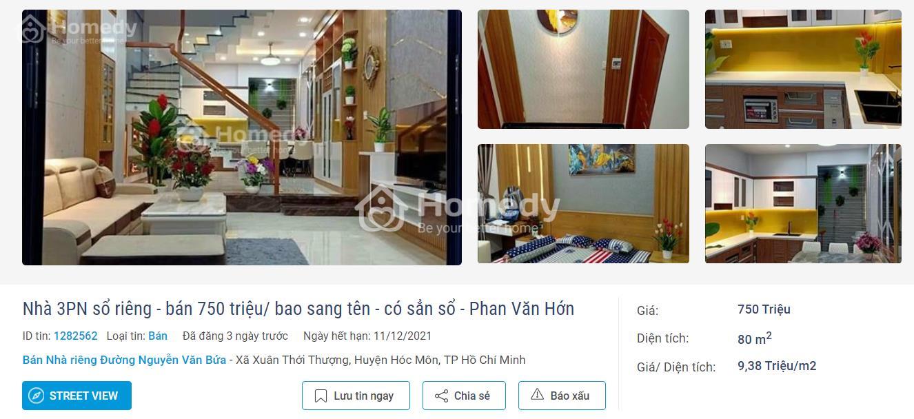  mua nhà Hóc Môn dưới 1 tỷ