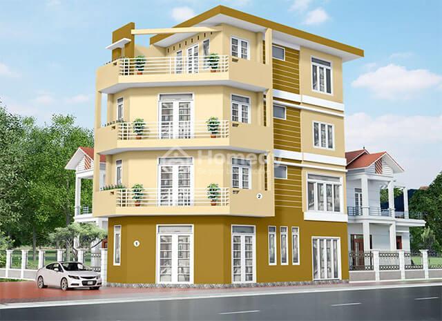 Các mẫu nhà sơn mặt tiền màu vàng kem đẹp