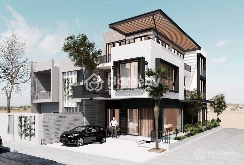 Mẫu thiết kế nhà 2 tầng mặt tiền hiện đại