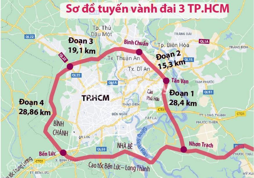Bản đồ đường vành đai 3 tp hcm