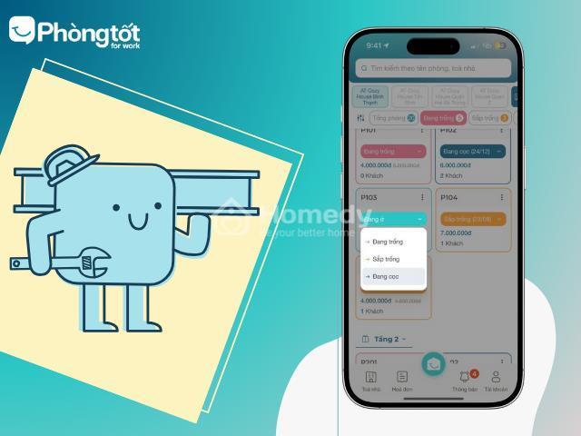 Giao diện thay đổi trạng thái phòng