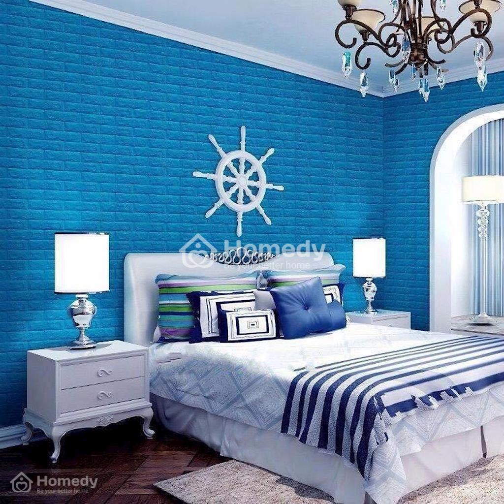 decor phòng ngủ bằng xốp dán tường