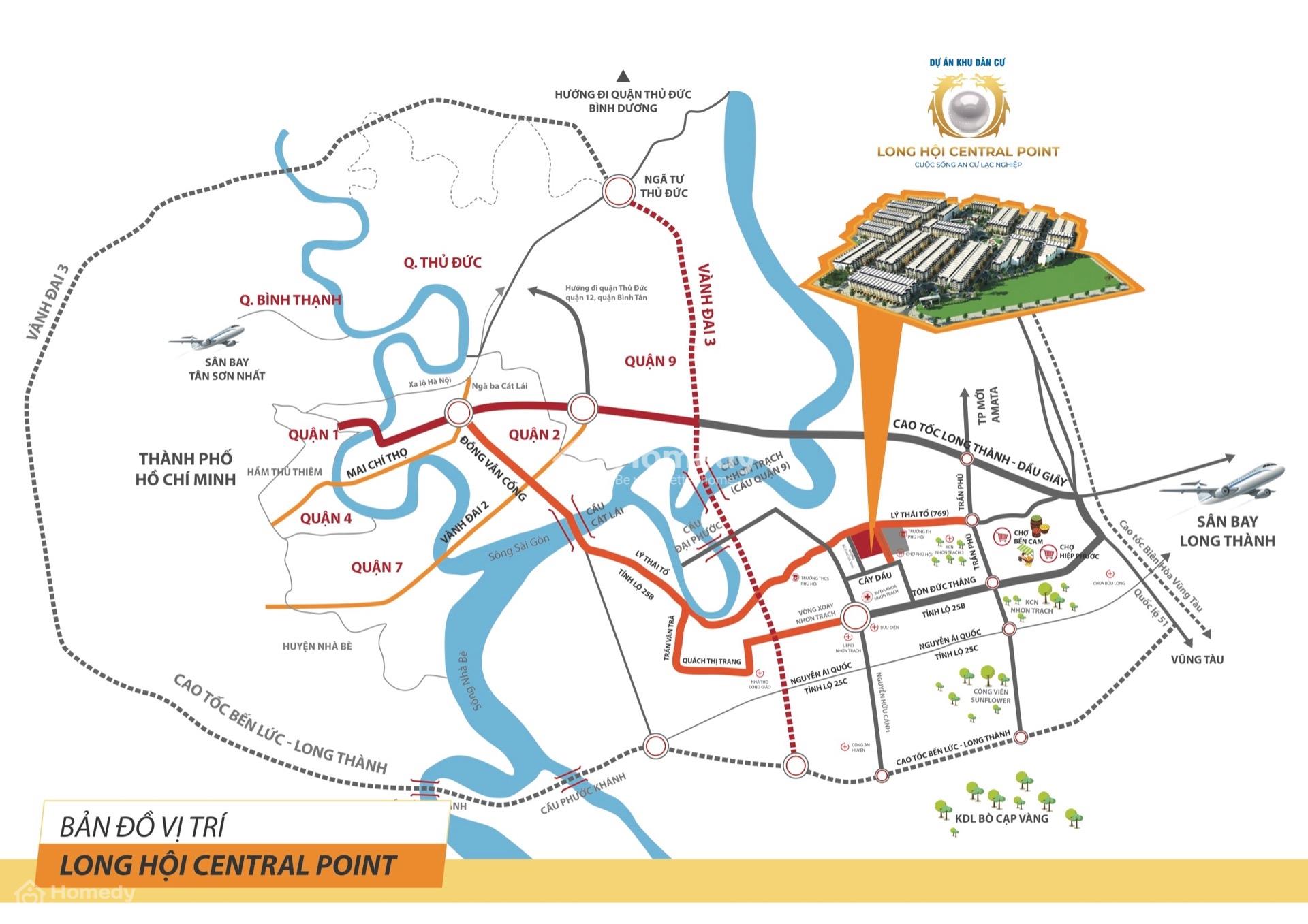 Mở bán GĐ1 dự án Long Hội Central Point, Lý Thái Tổ Nhơn Trạch, từ 1,8 tỷ/nền liên hệ - Ảnh 1