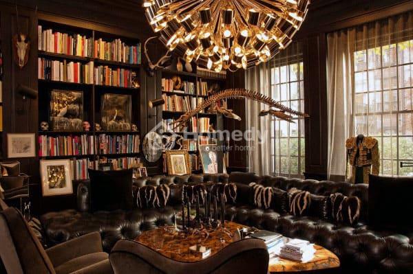 mẫu phòng đọc sách cổ điển đẹp mê đắm