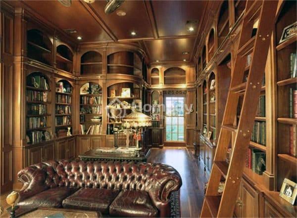 Mẫu thiết kế nội thất phòng đọc sách biệt thự cổ điển đẹp  Kiensang