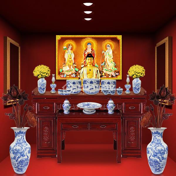 bàn thờ Phật bằng kính